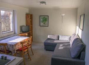 ein Wohnzimmer mit einem Sofa und einem Tisch in der Unterkunft Vogelhaus Rosenthal in Rosenthal