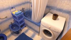 a small bathroom with a washing machine and a toilet at Apartment Branko Brodarica in Brodarica