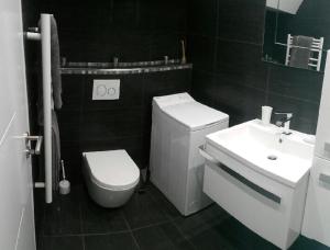 y baño con aseo y lavamanos. en Beautiful Apartment in Menton French Riviera, en Menton