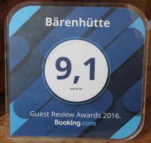 Certyfikat, podpis lub inny dokument wystawiony w obiekcie Bärenhütte