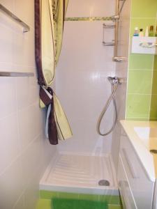 y baño con ducha y lavamanos. en Chambre d'hôtes - Garibaldi, en Lyon