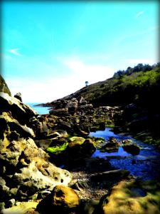 - une vue sur une rive rocheuse avec une étendue d'eau dans l'établissement Casa Rural Postigu, à Fontarrabie