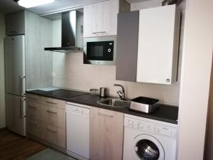a kitchen with a sink and a washing machine at El Mirador de Ordesa in Torla-Ordesa