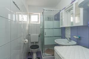 a bathroom with a sink and a toilet and a shower at Zora Apartment in Mali Lošinj