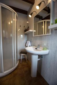 un baño con lavabo y ducha en Casa Rural Andutza, en Ea 37 fotos más