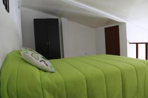 ナザレにあるDuplex na Nazaréの緑のベッド(枕付)