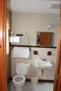 a bathroom with a toilet and a sink at Elm Motel in Westfield