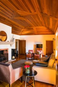 a living room with a couch and a fireplace at Casa da Fidalga - Villa of 5 bedrooms in Outeiro de Gatos
