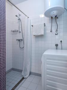a bathroom with a shower and a toilet and a sink at Stone house Apartment Pelago in Jelsa +21 photos