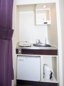 東京的住宿－FLEXSTAY  品川旅館，一间带水槽和洗碗机的小厨房
