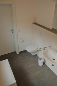 a bathroom with a toilet and a sink at Vor den Toren Salzburgs in Wals