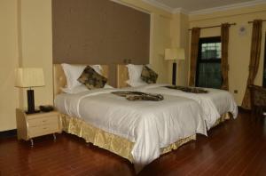 Giường trong phòng chung tại Afropolitan Hotel