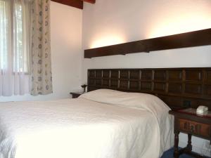 a bedroom with a large white bed and a window at Mas des Baüs in Vernet-les-Bains