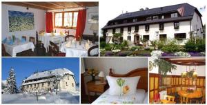 uma colagem de fotografias de um hotel e de um resort em Hotel Das Landhaus em Höchenschwand