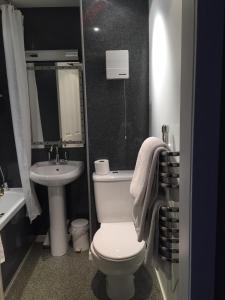 a bathroom with a white toilet and a sink at The Lerwick Hotel in Lerwick