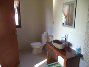 a bathroom with a sink and a toilet at Gula Juruh Beach Front in Amed