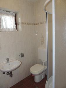 a bathroom with a toilet and a sink at Apartma Lesjak 1 in Bovec +20 photos