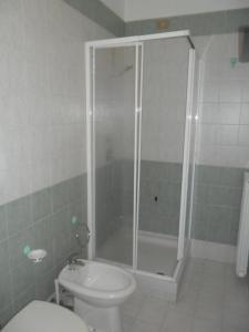 a bathroom with a shower and a toilet at Agriturismo Principe di Vallescura in Pisciotta