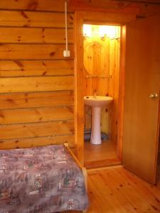 リストヴャンカにあるSinilga MiniHotelのバスルーム(ベッド1台、シンク付)