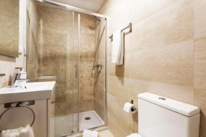 リスボンにあるWHome | Alfama Premium Apartmentのバスルーム(シャワー、トイレ、シンク付)