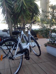 una bicicleta está estacionada junto a un árbol en Le Dune di Villa Diana, en Vasto