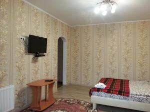 a room with a bed and a tv on the wall at Apartments on Shashkevycha, 16 in Truskavets