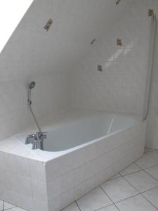 een bad met een kraan in de badkamer bij Ferienwohnung Ostseenähe in Hirschburg