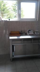 a kitchen counter with a sink and a window at Apartment Ana Marija in Mavrovo