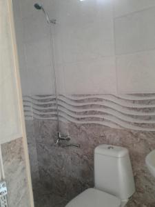 y baño con ducha, aseo y lavamanos. en Gonio Apsaros House en Gonio