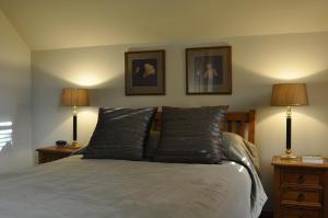 a bedroom with a bed with two lamps on it at Lansdown Peaks Apartments in Wanaka +12 photos