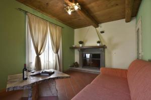 a living room with a couch and a fireplace at Casa Pescaglia in Pescaglia