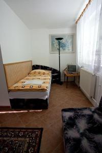 ein Wohnzimmer mit einem Bett und einem Sofa in der Unterkunft Pension Karst Blansko in Blansko