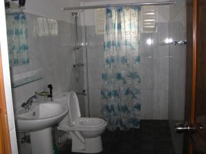 a bathroom with a sink and a toilet and a shower at Tamarind Breeze in Bentota