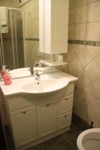 a bathroom with a white sink and a toilet at Bed & Breakfast Triora Medievale in Triora