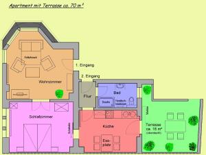 uma planta de uma casa em Sonnenhaus Ferienwohnungen em Traben-Trarbach