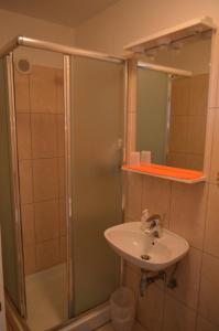 a bathroom with a shower and a sink at Apartments Tonka in Mošćenička Draga +41 photos