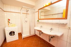 un bagno con lavandino e lavatrice di Sunside a Flachau