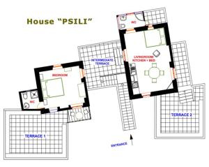 The floor plan of Villa Patmos Netia