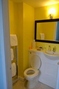 
a white toilet sitting next to a white sink at The Spindle Guest Rooms in St. Andrews
