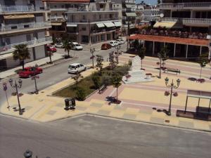 an aerial view of a street in a city at Adonis Apartments in Paralia Katerinis