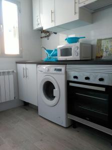 マドリードにあるApartamento Carabanchel Castizoのキッチン(洗濯機、電子レンジ付)