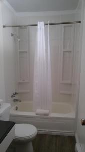 a bathroom with a tub and a toilet and a shower at Tulip Inn in Huntsville