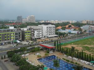 an aerial view of a city with buildings and a street at Jomtien beach Condominium S2 in Jomtien Beach
