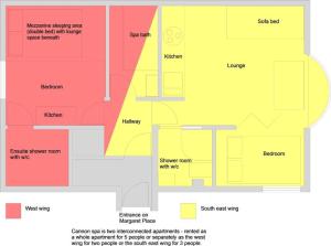 a generalized floor plan of a building at Two Top Central Unique Artisan Beach Studios - also separate spa cabin in Brighton & Hove