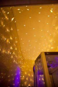 a room with lights on the ceiling of a room at Two Top Central Unique Artisan Beach Studios - also separate spa cabin in Brighton & Hove