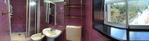 a bathroom with a sink and a toilet and a window at Hotel Central Jardim in Geres +70 photos