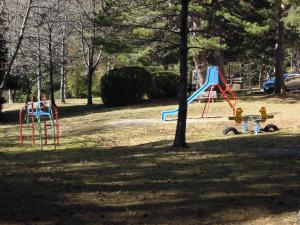 a park with a playground with a slide at Residence Selva Dei Pini in Lama Mocogno