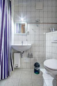 a bathroom with a sink and a toilet at Ferienwohnung Gunsilius in Zinnowitz