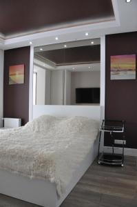 Katil atau katil-katil dalam bilik di Fireplace Apartment on Puliuia 40