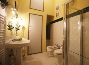 a bathroom with a toilet and a sink and a shower at B&B Le Aquile in Siena